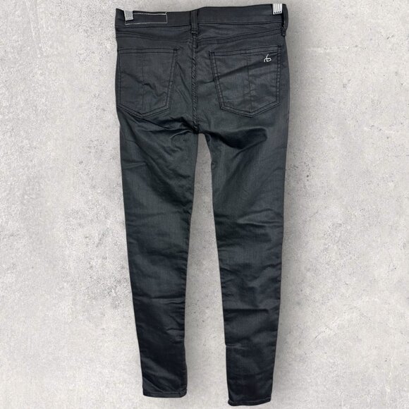 Rag‎ & Bone Ankle Zip Coated Skinny Jeans Womens Size 25 Stretch Denim Mid Rise - Picture 5 of 15